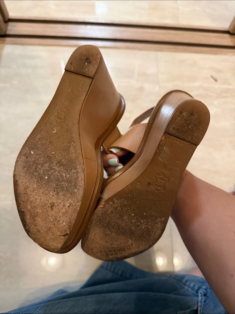 Tory Burch Leather Double-Strap Wedge Platform Sandals